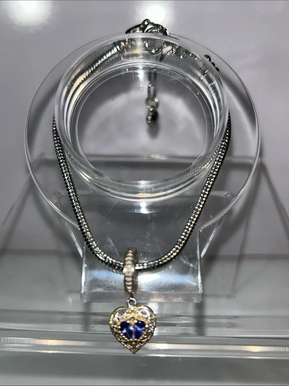 NWOT Gems En Vogue Palladium 18k Genuine Tanzanite Gemstone Euro Style Charm